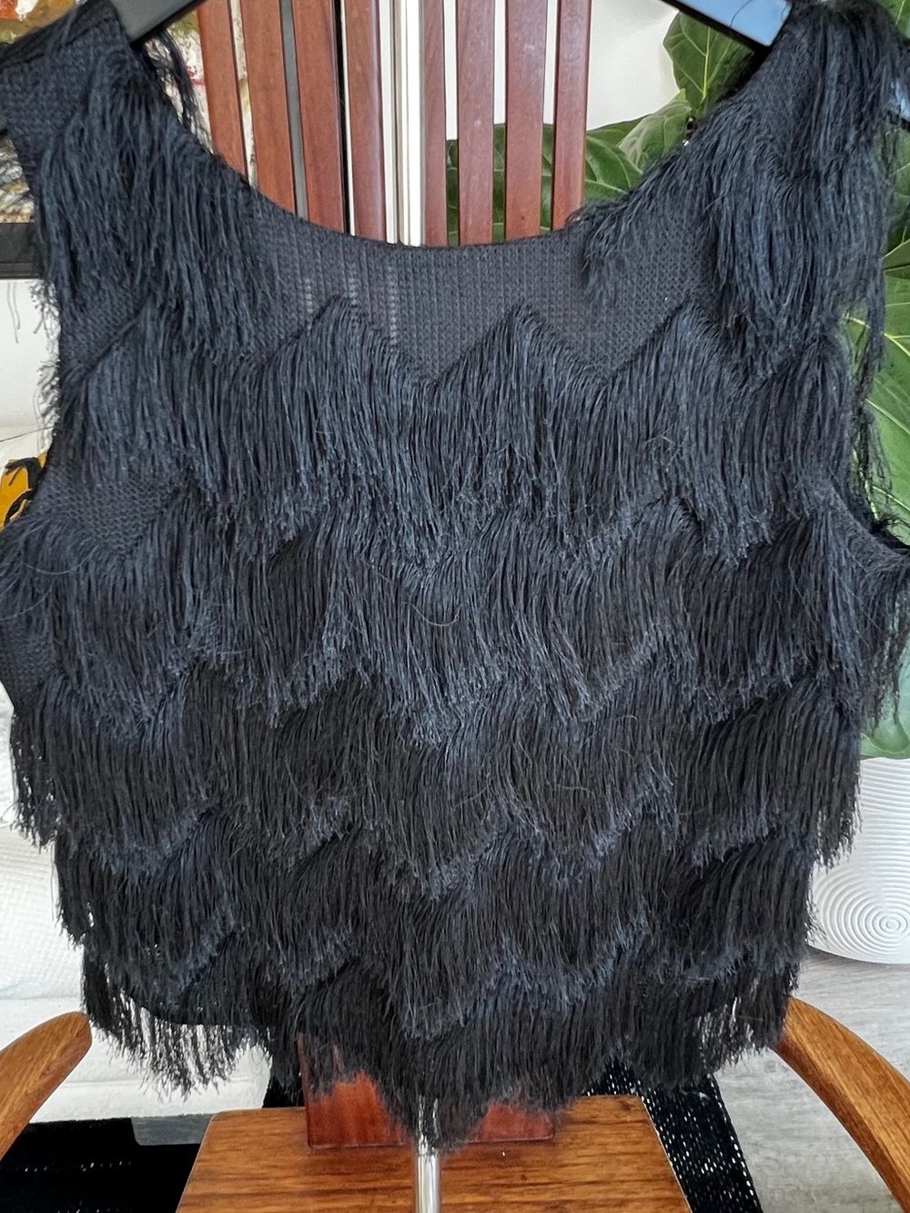 Zara Black Fringe Sleeveless Top